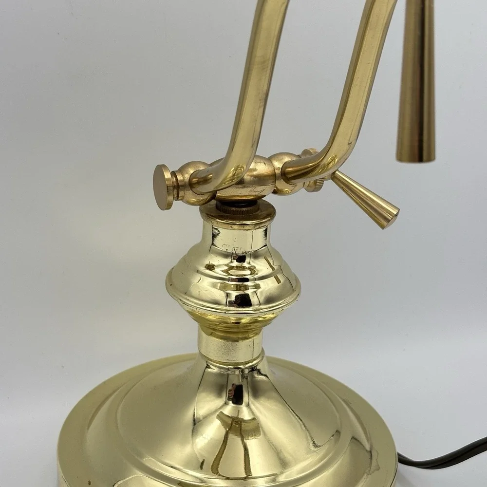 Vintage Brass Lamp Banker Piano Desk Adjustable W/ Bulb UL Listed
